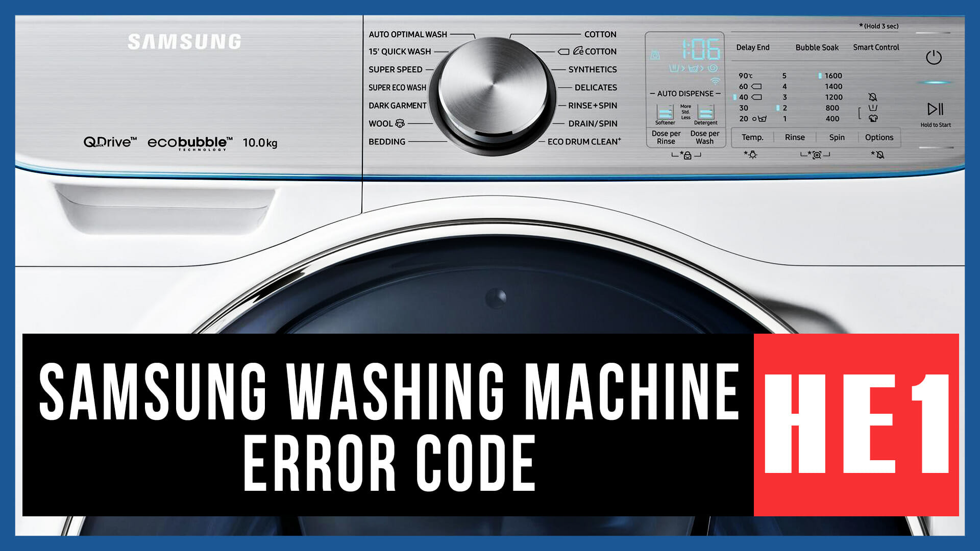 Samsung washing machine error code HE1