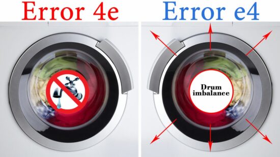 The value of error codes 4E and E4 in washing machines Samsung