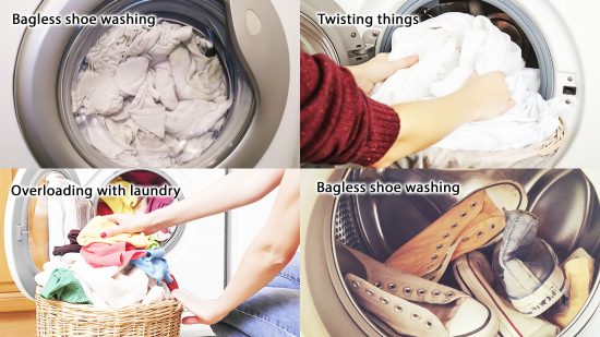 Incorrect load of laundry into washing machine