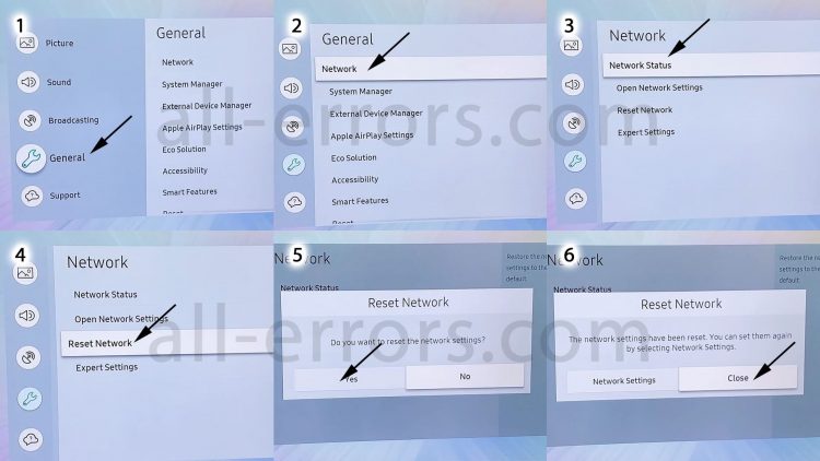 How to reset network settings on Samsung TV