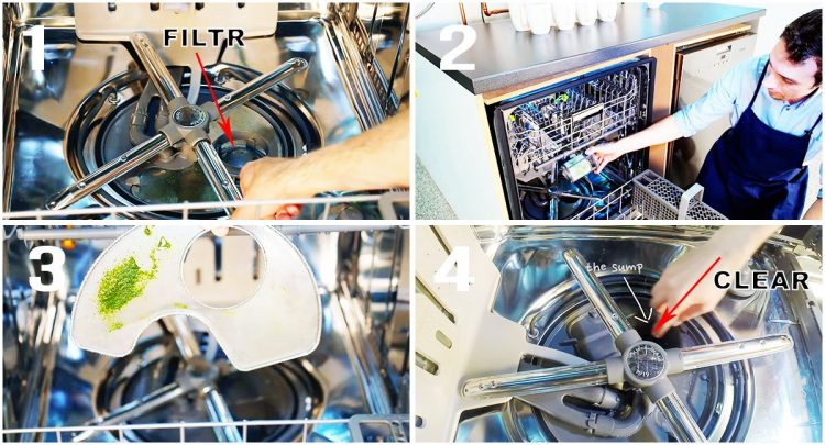 how to clean the Electrolux dishwasher filter